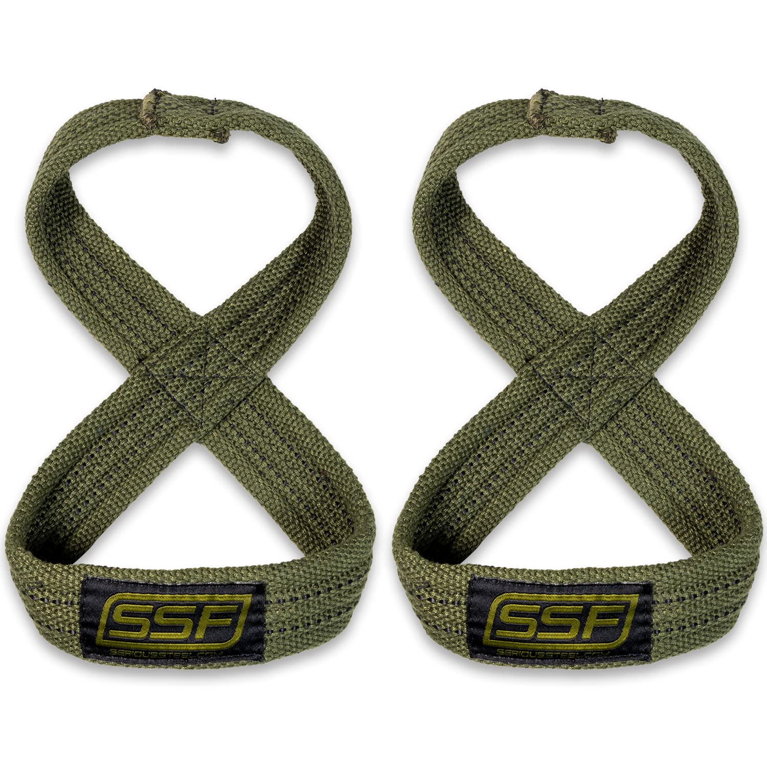 SERIOUS STEEL FITNESS Red Figure 8 Lifting Straps for Deadlifts & Strongman Training - Heavy Duty Axle Straps (3 Sizes) - Perfect for Powerlifting, Weight Training & Gym Workouts
