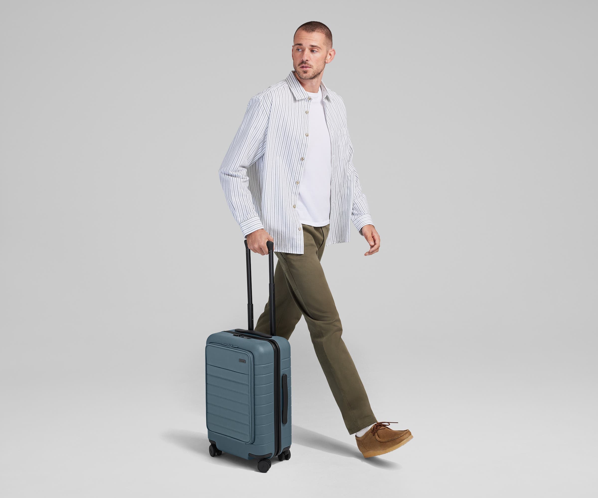 Premium The Executive Carry On Luggage in Coast Blue - Lightweight Expandable Suitcase for Business Travel & Weekend Getaways