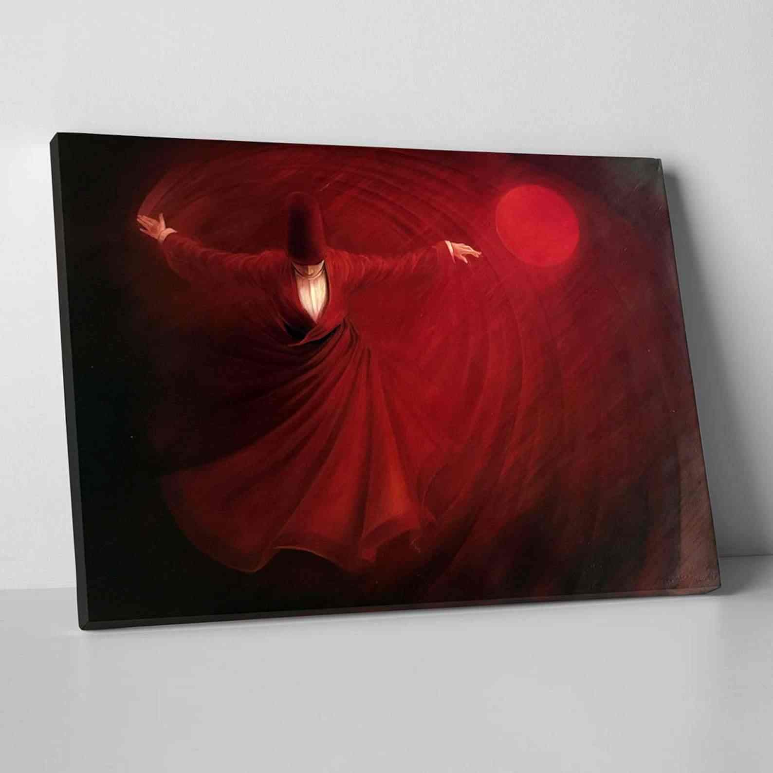 Whirling Dervish Islamic Wall Art Canvas Print - Spiritual Home Decor for Muslim Prayer Room, Mosque & Meditation Space