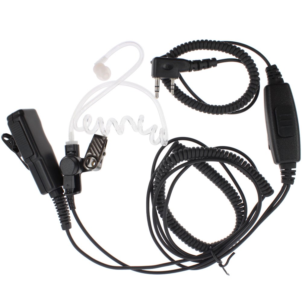 Professional Covert Acoustic Tube Earpiece with Dual PTT - FBI Style Headset Mic for Kenwood Nexedge, Hytera, Puxing & Wouxun 2-Pin Radios - Ideal for Security, Surveillance & Law Enforcement Operations