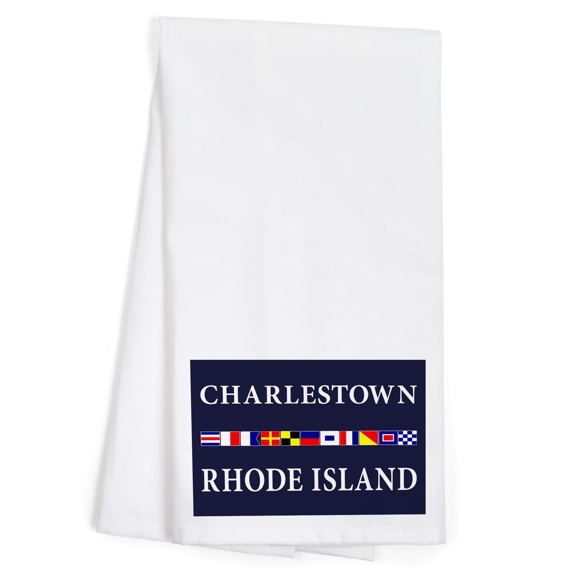 Lantern Press Charlestown Rhode Island Nautical Flags Cotton Tea Towel - 100% Cotton Decorative Hand Towel for Kitchen, Bathroom & Home Decor - Perfect for Dish Drying, Gift Giving & Coastal Themed Decor