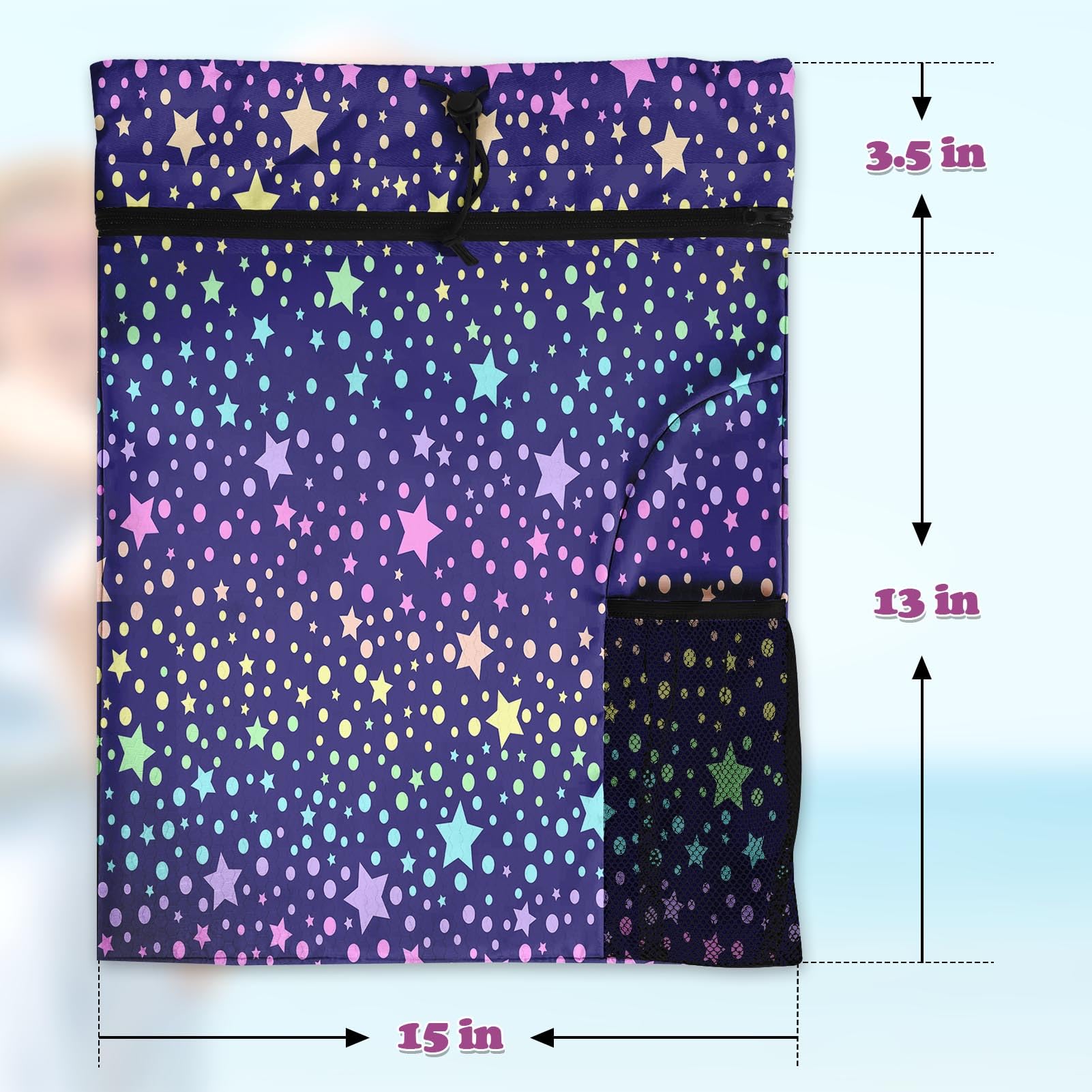 Starry Galaxy Gym Drawstring Backpack - Waterproof Unicorn Princess Rainbow Backpack for Girls, Swimming Beach Sackpack with Water Bottle Pocket - Perfect for Sports, Yoga, Dance, Travel & School Gifts