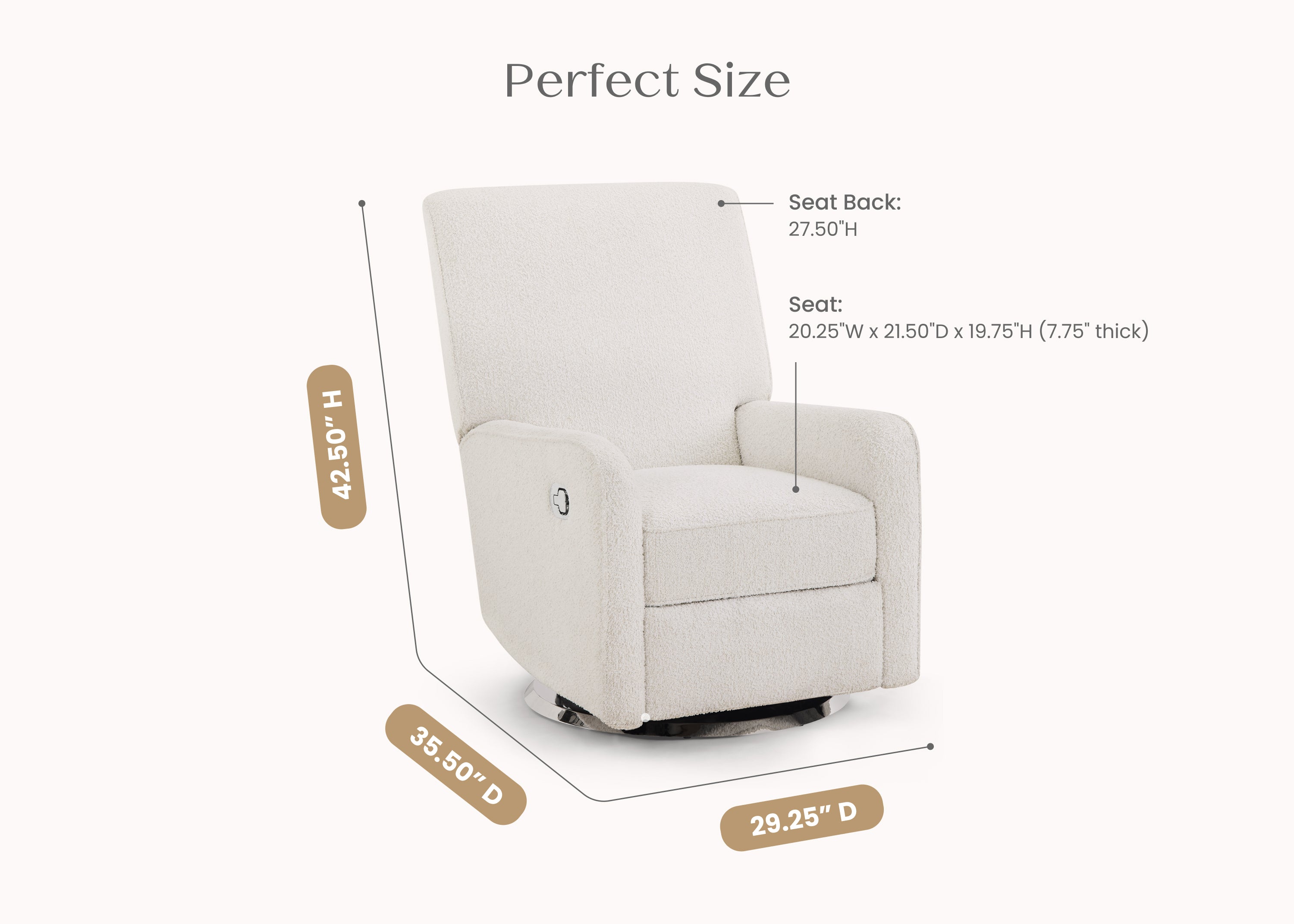 Nest Nursery Swivel Recliner Chair - 360° Rotating Glider Rocker with Lumbar Support for Nursing, Feeding & Relaxing - Perfect for Baby Nursery, Breastfeeding & Nursery Decor