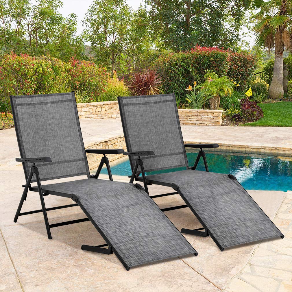 Premium Outdoor Chaise Lounge Chairs Set of 2 - Adjustable Reclining Patio Lounge Chairs for Poolside, Beach & Deck - Folding Chaise Loungers for Ultimate Relaxation (Perfect for Backyard, Garden & Vacation Homes)