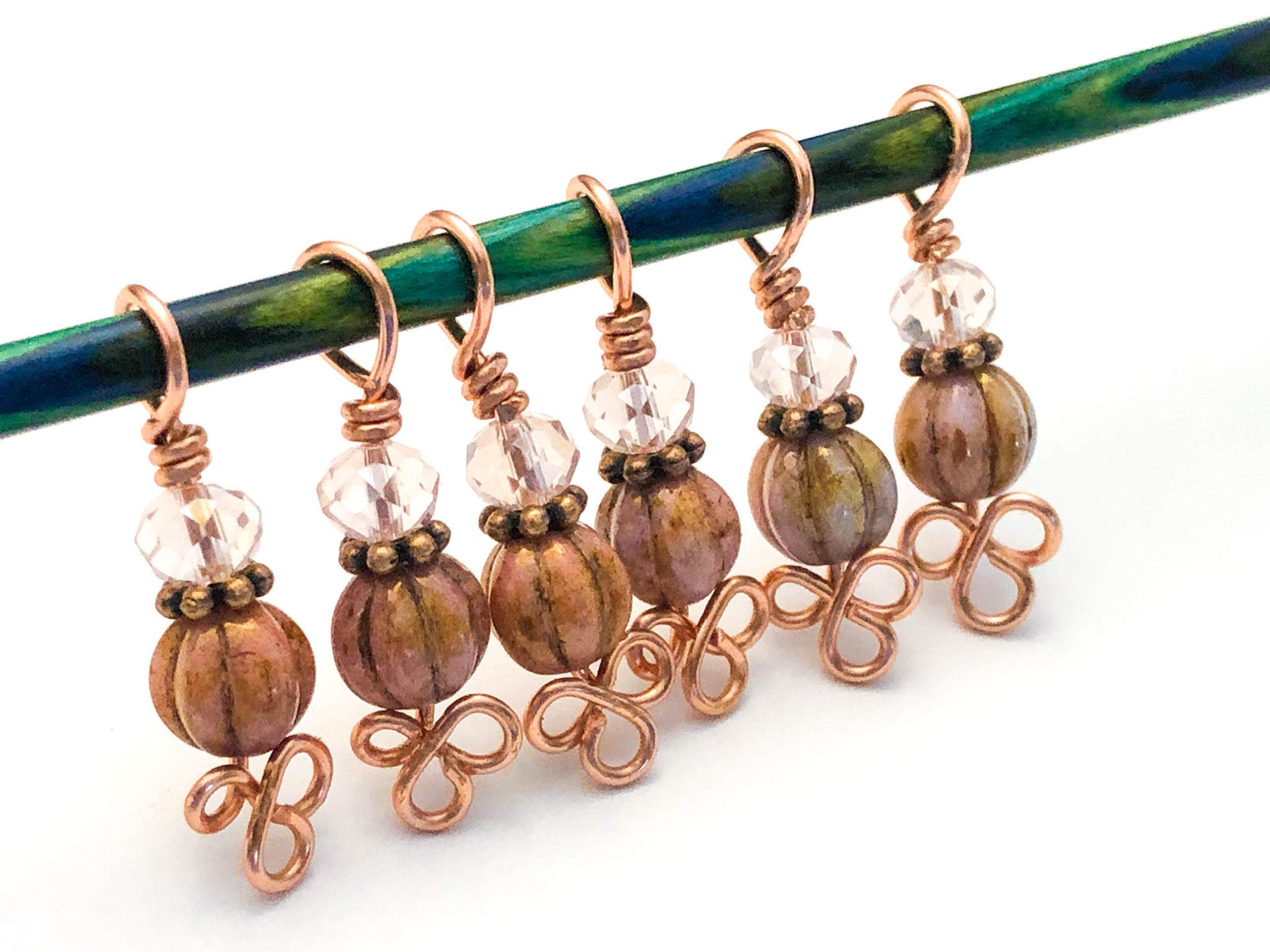 Premium Copper Celtic Knot Stitch Markers for Knitting - Set of 6 or 10 - Perfect for Crochet, Yarn Crafts & DIY Projects