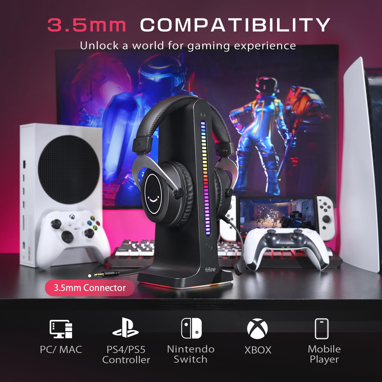 FIFINE Gaming Headset with Detachable Microphone - Over-Ear Wired Headphones with Noise Cancellation for PC, PS4, PS5, Xbox, Switch | USB/XLR Podcast Mic for Streaming, Gaming & Voice Recording (H3+K688 Bundle) - Perfect for Esports, Live Streaming & Home Studio Recordings