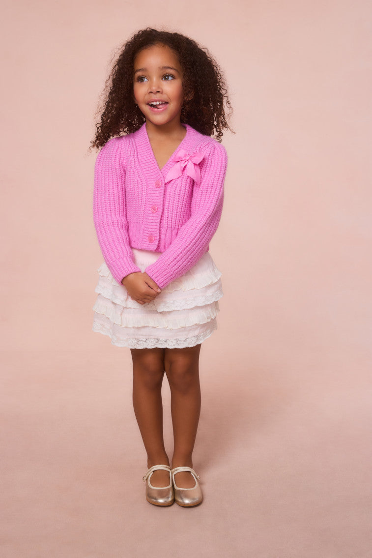 Teisha Alpaca Bow Cardigan for Girls - Soft & Warm Knit Sweater - Perfect for School, Parties & Winter Outfits