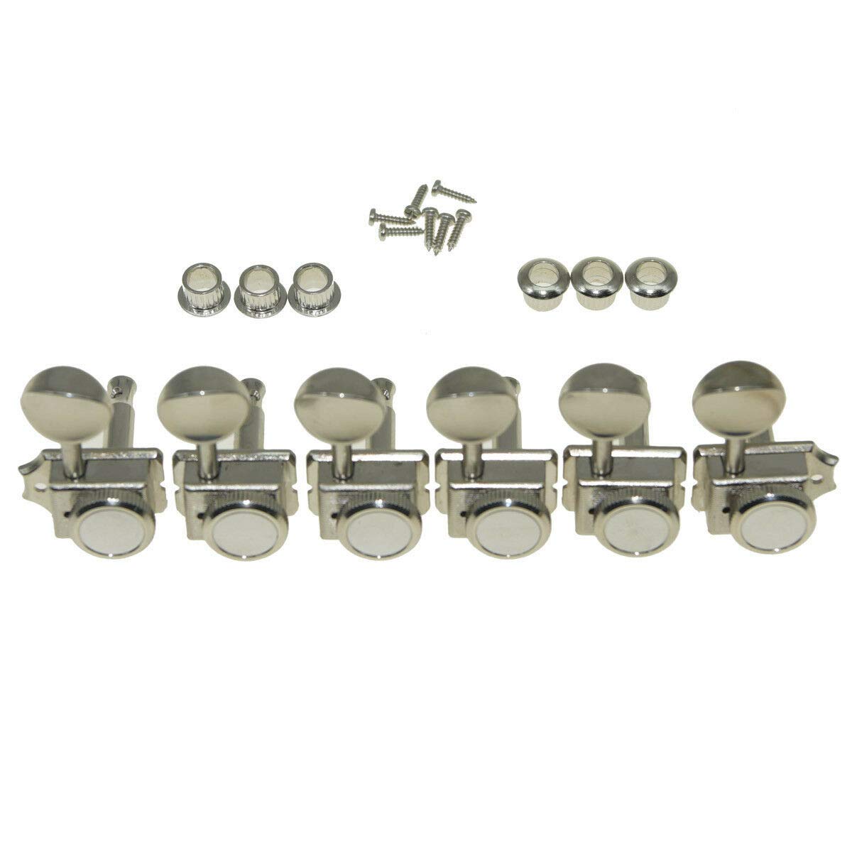 6-Piece Locking Guitar Tuners Set - Nickel Plated Machine Heads for Stratocaster & Telecaster Electric Guitars | Perfect for Quick String Changes & Stable Tuning | Ideal for Performances, Studio Recording & Practice Sessions