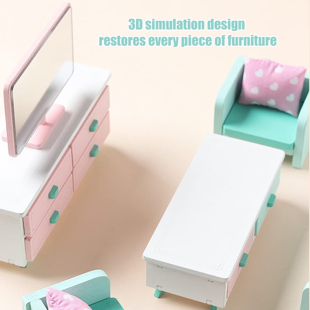 **Ikasus Miniature Wooden Dollhouse Furniture Set - Kitchen, Restaurant, Living Room & Bedroom Accessories | Cute Dollhouse Furnishings & Toy Gift for Kids | Perfect for Playtime, Room Decor & Collectibles**