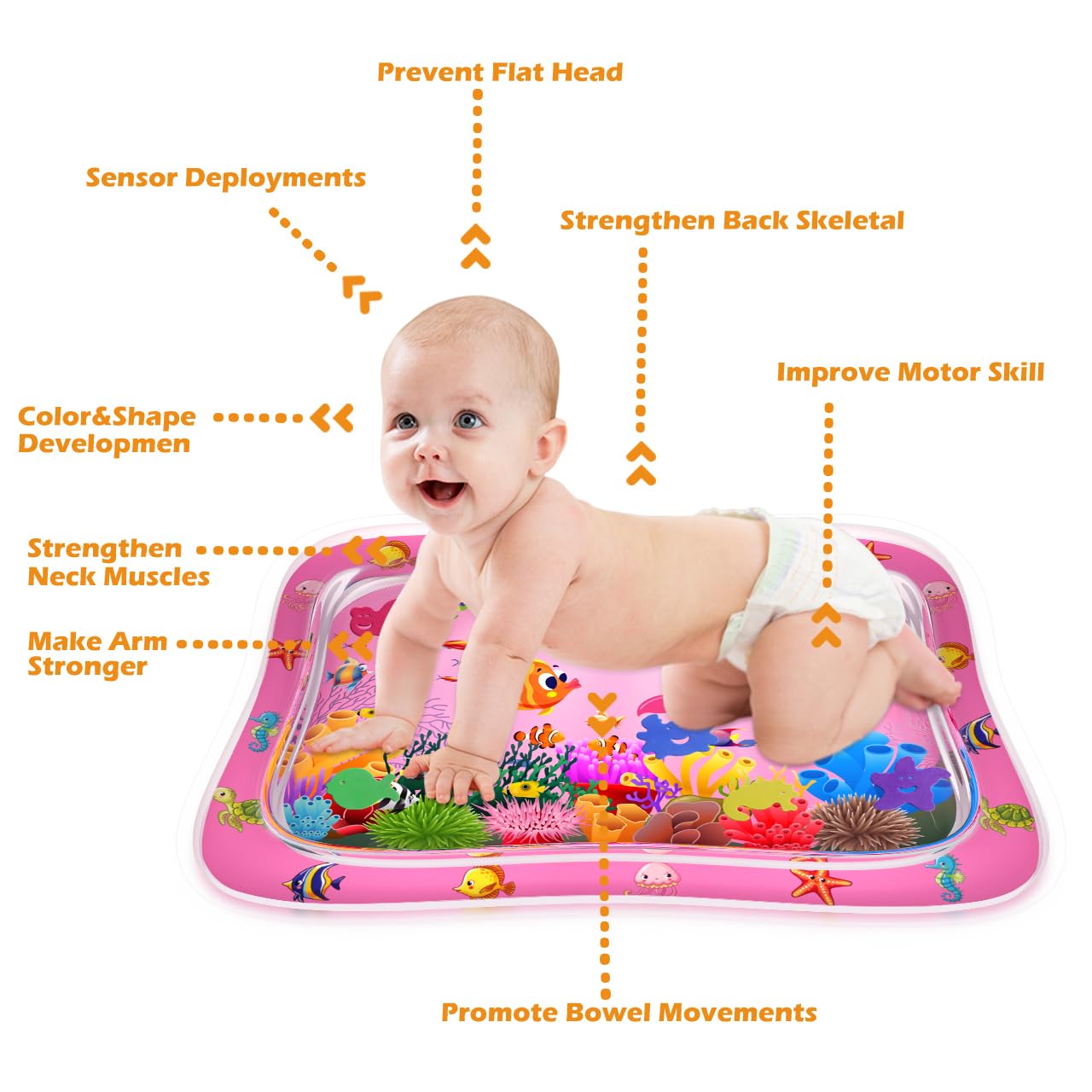 ZMLM Inflatable Baby Tummy Time Water Play Mat - Sensory Activity Toy for Newborns & Infants 3-12 Months | Pink Developmental Toy for Boys & Girls | Perfect for Easter Gifts, Baby Showers & Early Learning Playtime