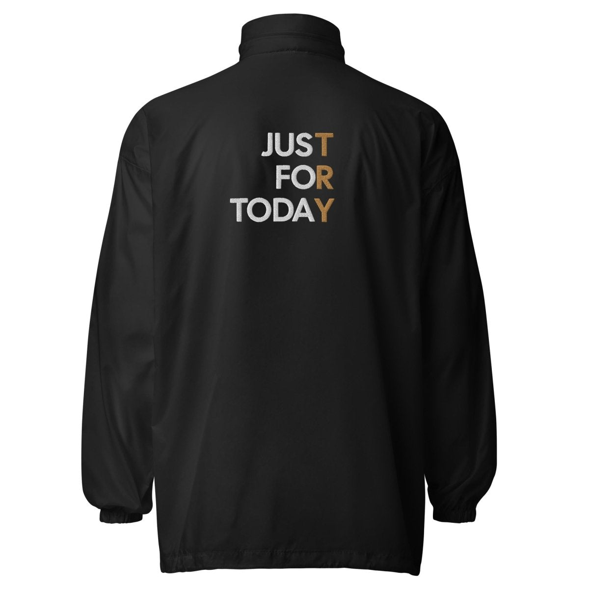 Just for Today Embroidered Windbreaker - Unisex Lightweight Jacket for Men & Women - Perfect for Outdoor Activities, Running, Hiking & Casual Wear