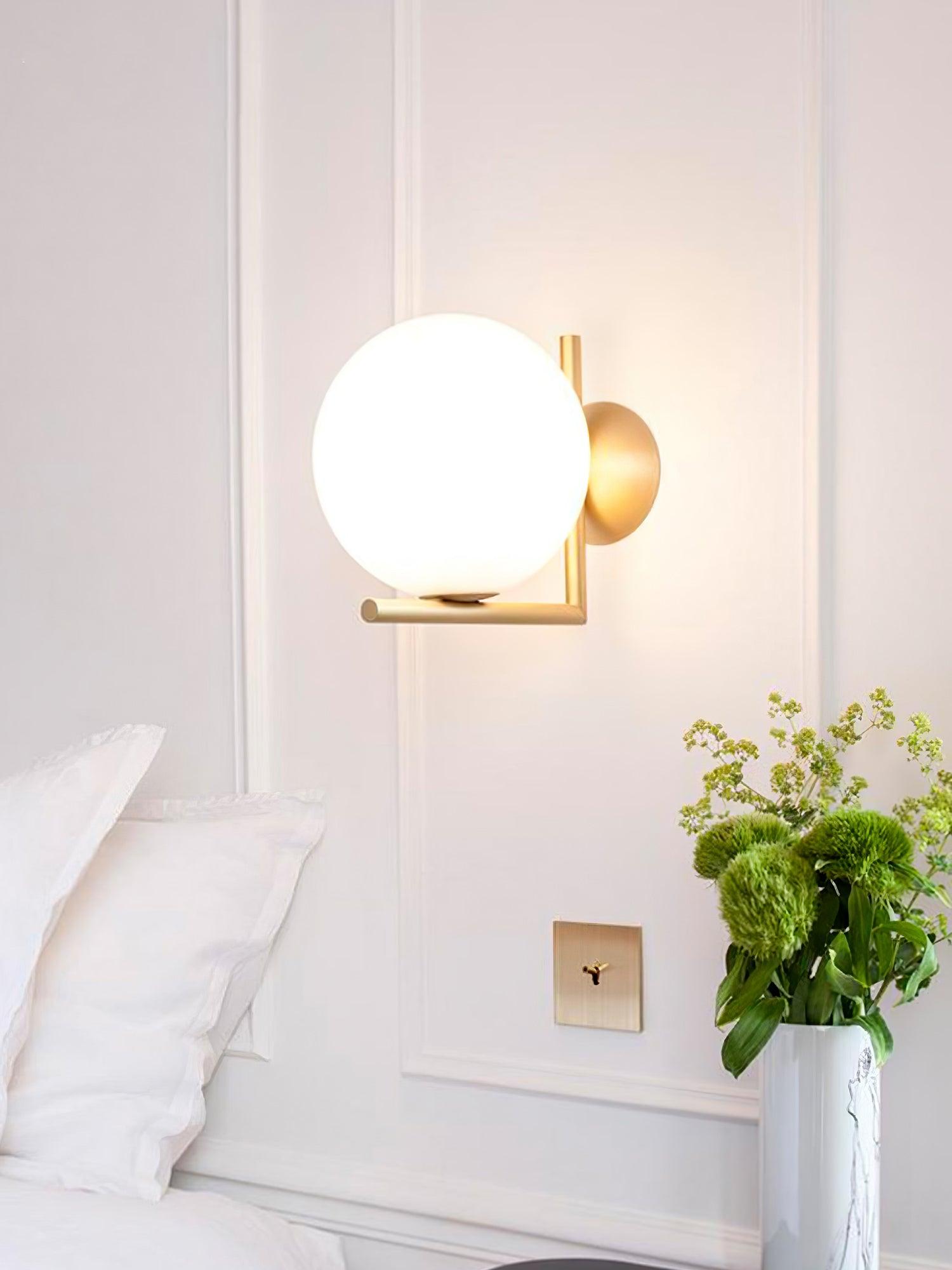 Handmade Blown Glass Opal Wall Lamp - Elegant Modern Lighting for Living Room, Bedroom & Hallway - Perfect for Ambient and Decorative Illumination