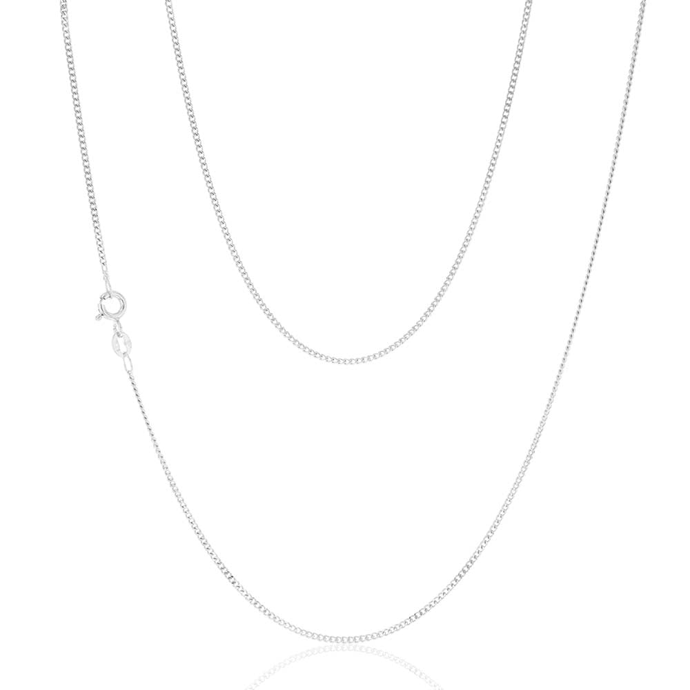 9ct White Solid Gold 40 Gauge Curb 46cm Chain Necklace for Men & Women - Perfect for Layering, Gifting & Everyday Wear