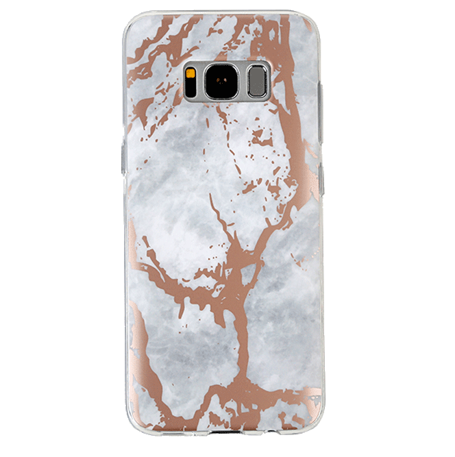 Elegant White Marble with Rose Gold Chrome Samsung Galaxy Phone Case - Perfect for Everyday Protection & Style Enhancement