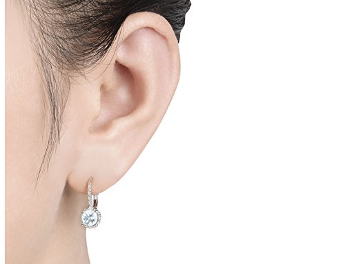 1.50 Carat (ctw) Aquamarine & Diamond Stud Earrings in Sterling Silver - Elegant Jewelry for Women, Perfect for Weddings, Parties & Special Occasions