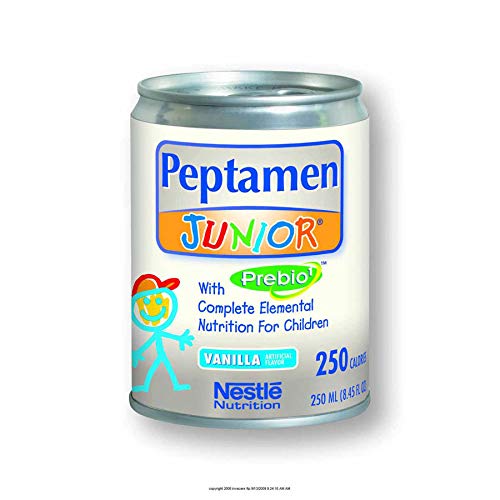 Peptamen Junior with Prebio1 - Vanilla Flavor Nutritional Drink for Kids (250mL, Case of 24) | Supports Growth & Digestion | Ideal for Tube Feeding or Oral Nutrition