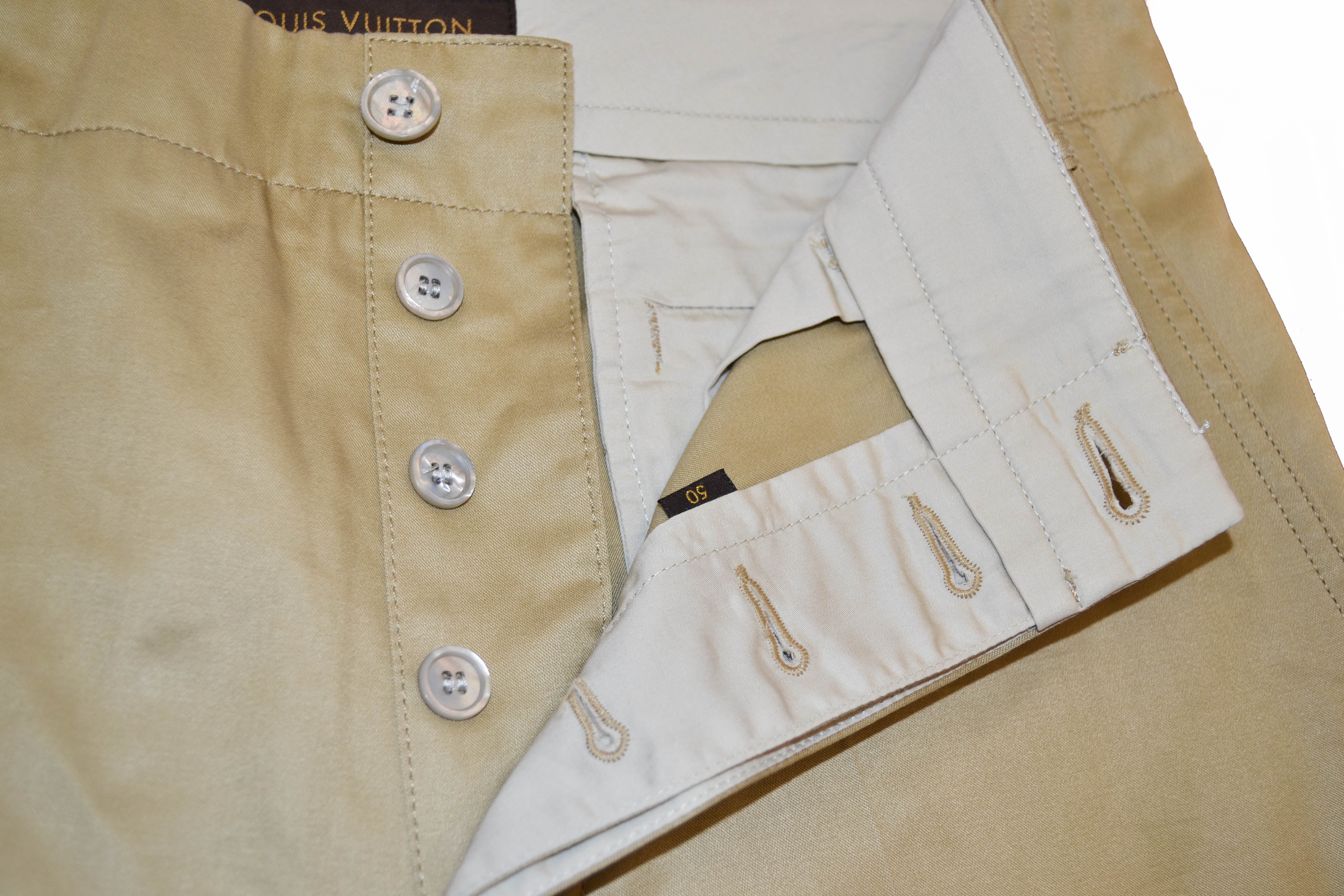 Authentic Louis Vuitton Green Cotton Men's Pants Size 50 - Luxury Casual Wear for Business & Travel