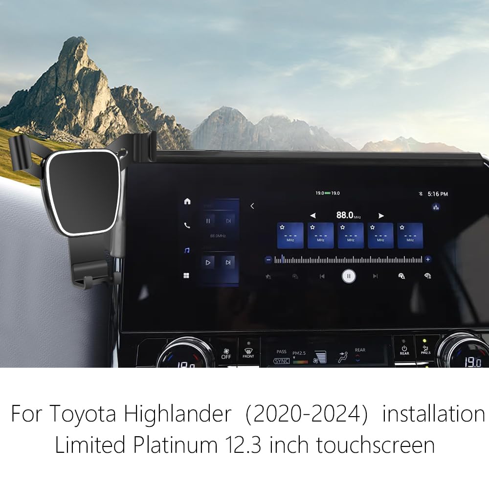 **LUNQIN Car Phone Holder for Toyota Highlander 2020-2025 - Universal 12.3 Inch Screen Auto Accessories, Dashboard & Vent Mount, Interior Decoration, Secure Cell Phone Mount (Not Fit Grand Highlander) - Perfect for GPS Navigation & Hands-Free Driving**