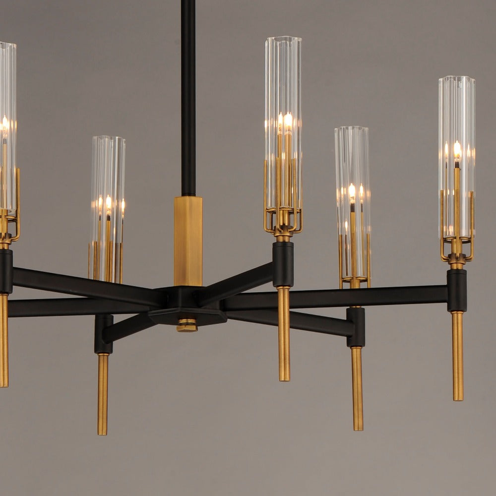 Moxon 6-Light Modern LED Chandelier for Dining Room - Dimmable Crystal Ceiling Light Fixture with Clear Glass Shades - Perfect for Kitchen Island, Bedroom or Living Room Lighting