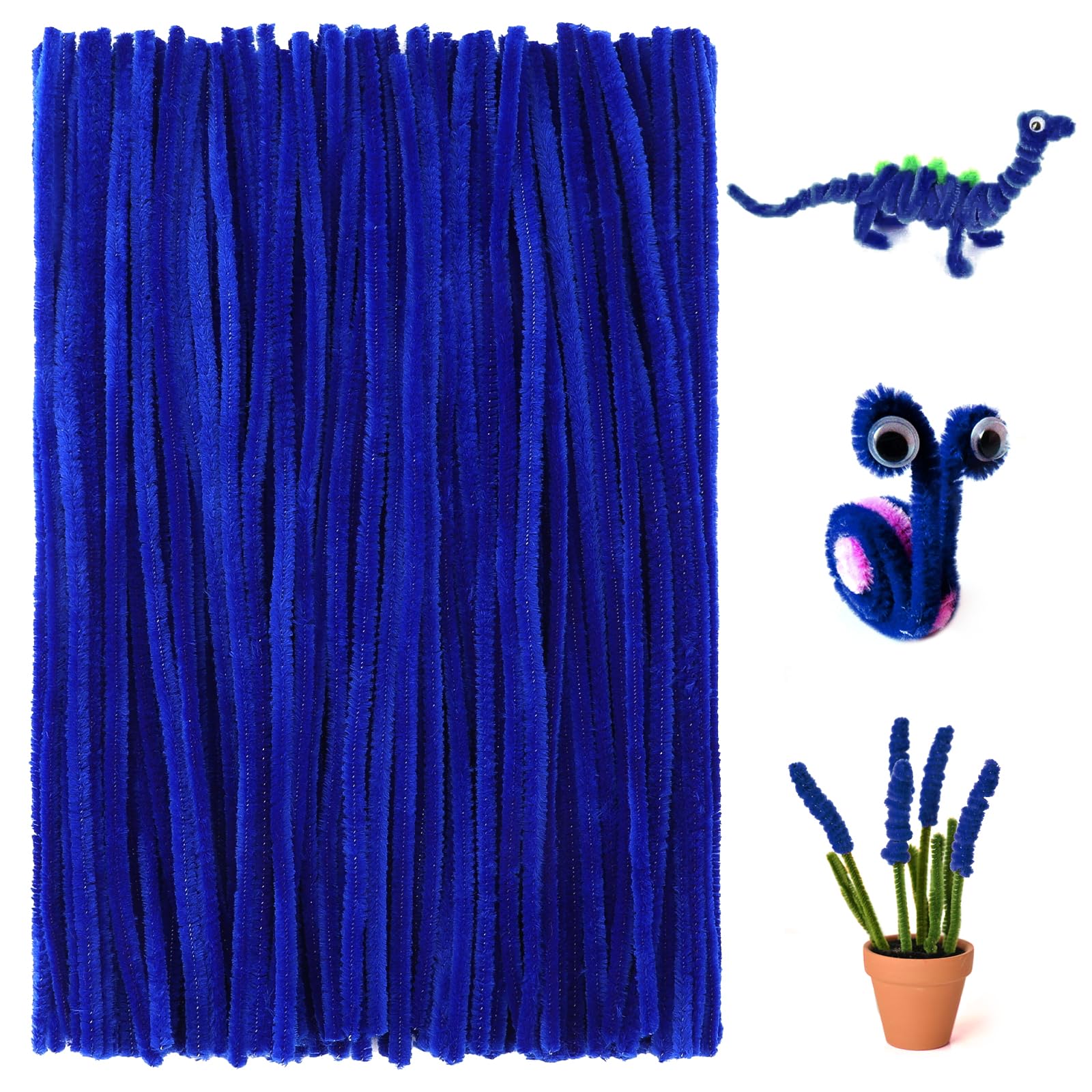 FirstKitchen Navy Blue Pipe Cleaners 100pcs - 0.23x12 Inch Chenille Stems for DIY Arts, Crafts, School Projects, STEM Activities & Cleaning Supplies