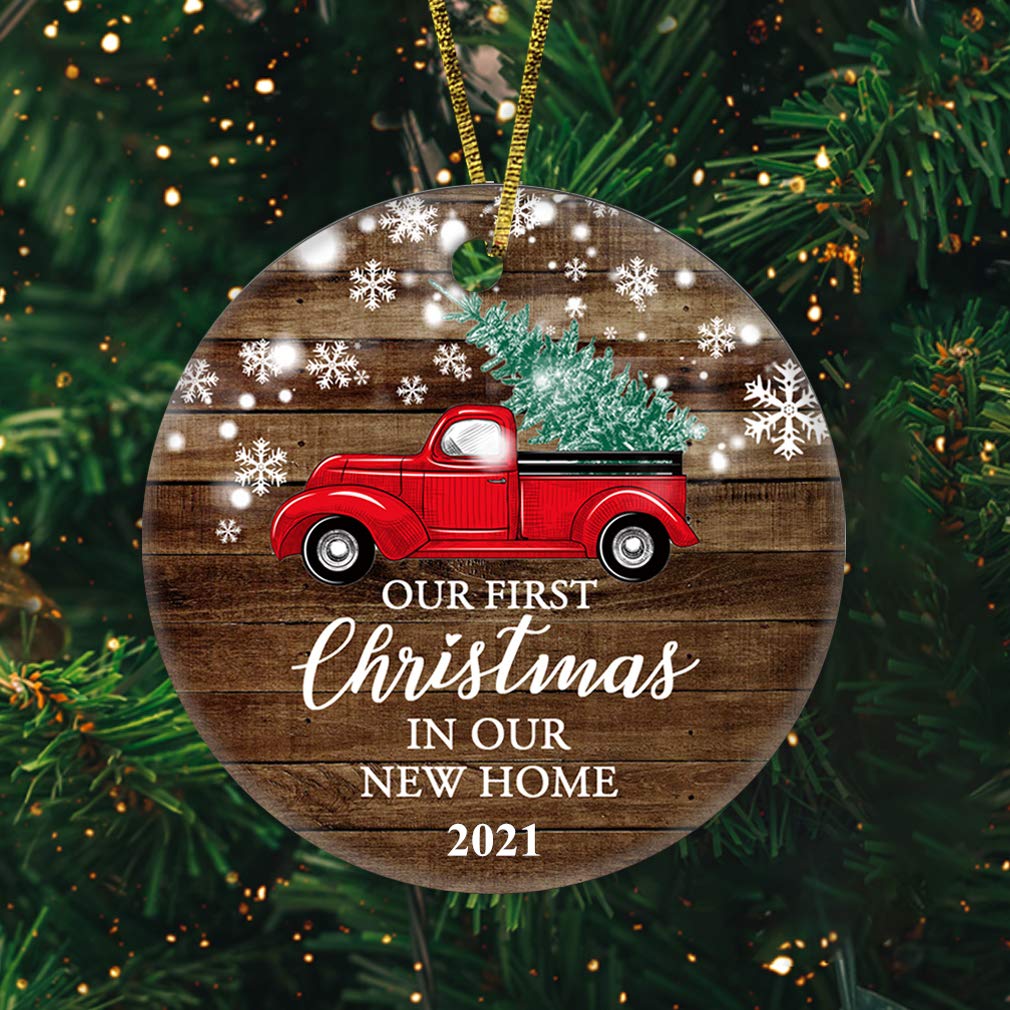Our First Christmas in Our New Home Ornament 2024 - Housewarming Gift for New Homeowners - Sweet Home Decor Keepsake - Perfect for First House Celebration & Holiday Tree Decoration