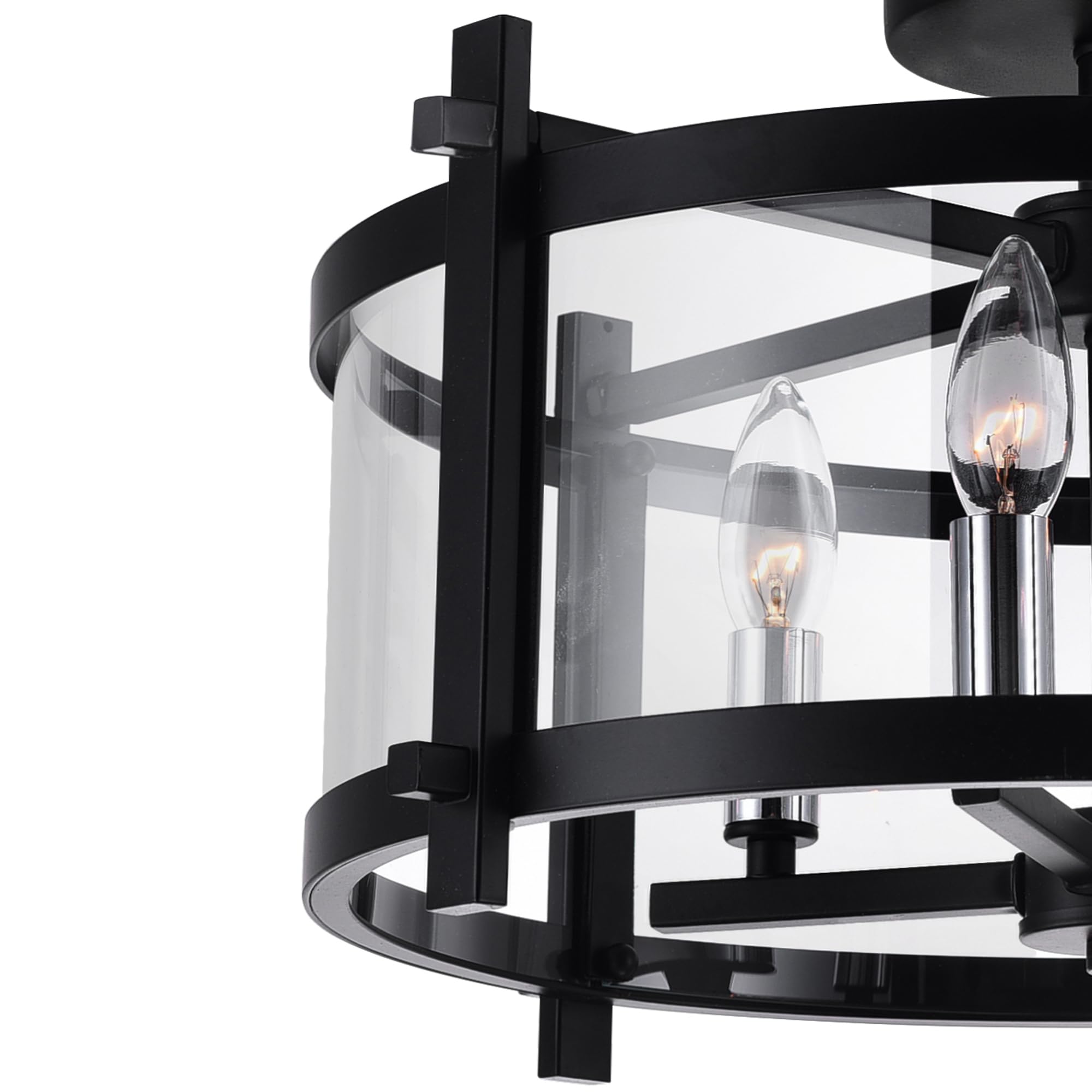 CWI Lighting Miette 4-Light Black Metal Cage Flush Mount Ceiling Light Fixture - Perfect for Bedroom, Living Room, Kitchen & Indoor Spaces