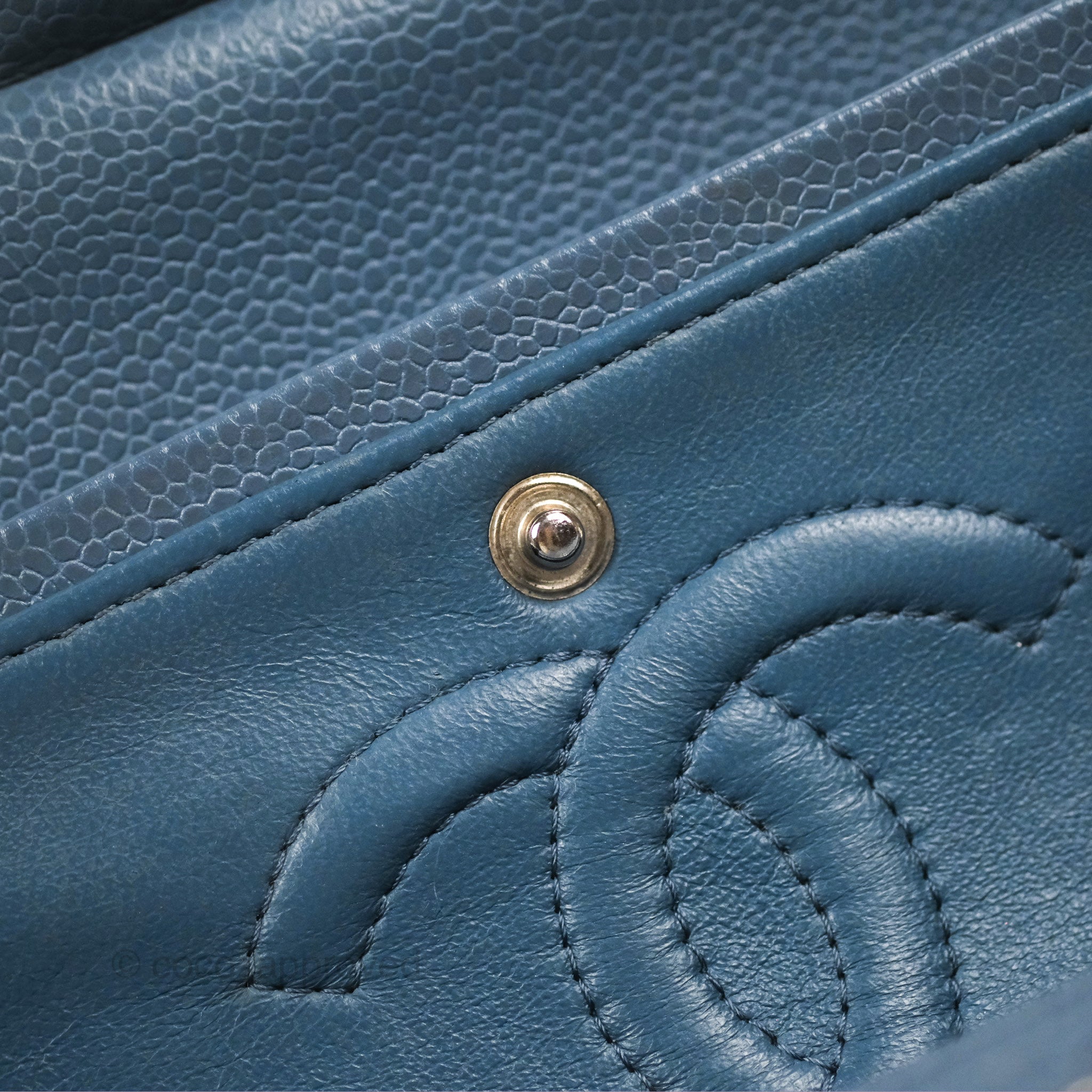 Chanel Classic Double Flap Quilted Medium/Large Handbag in Blue Caviar Leather with Silver Hardware - Perfect for Work, Evening Events & Luxury Fashion Accessories