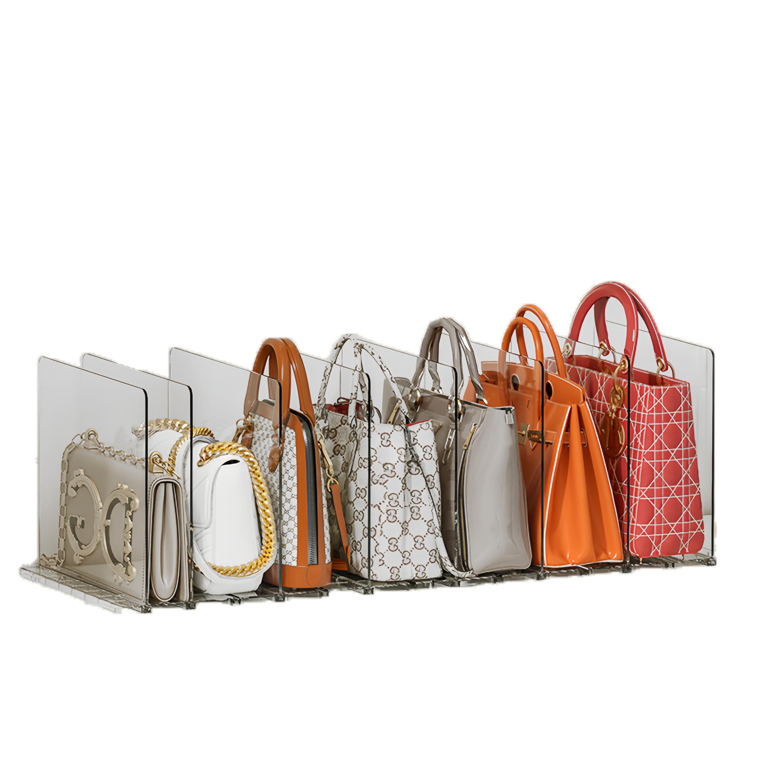 Purse Organizer - 6 Section Adjustable Shelf Divider for Closet, Home & Office Storage - Perfect for Handbag, Jewelry & Accessory Organization