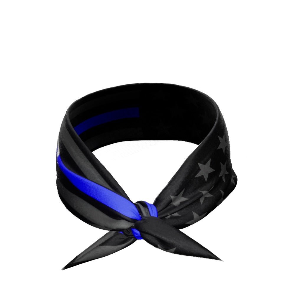 Thin Blue Line Tie Headband - Adjustable Police Support Headband for Men & Women - Perfect for Workouts, Running, and Showing Law Enforcement Support