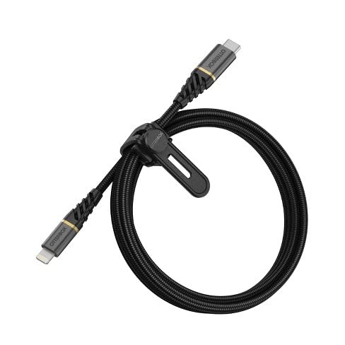 OtterBox Fast Charge Premium Lightning to USB-C Cable, 2M (6.6ft) - Glamour Black | Durable & High-Speed Charging for iPhone, iPad, MacBook | Perfect for Home, Office & Travel