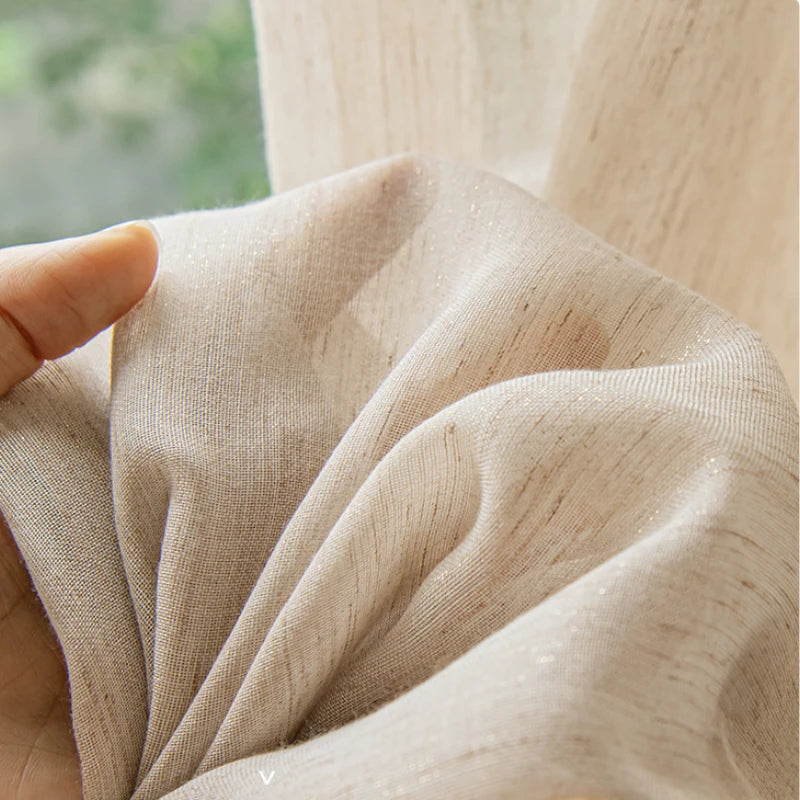 Everly Faux Linen Jacquard Custom Sheer Curtains for Living Room & Bedroom - Light Filtering Window Drapes with Elegant Embroidery Design