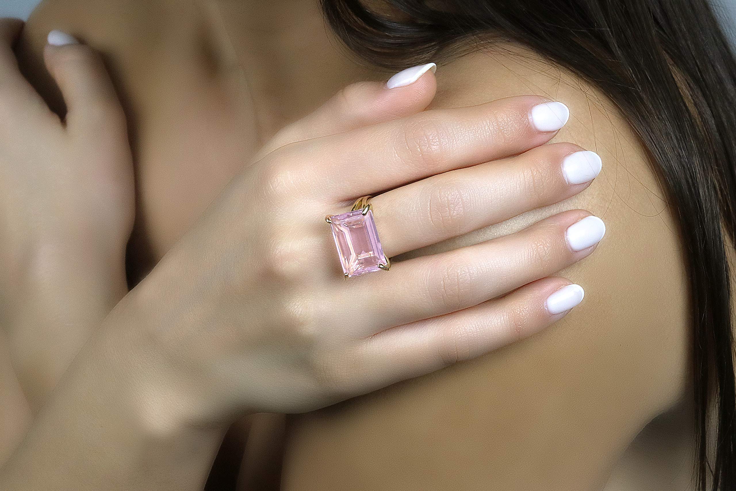 Rose Quartz Silver Ring for Women - Elegant Crystal Jewelry Gift | Wedding & Party Wear