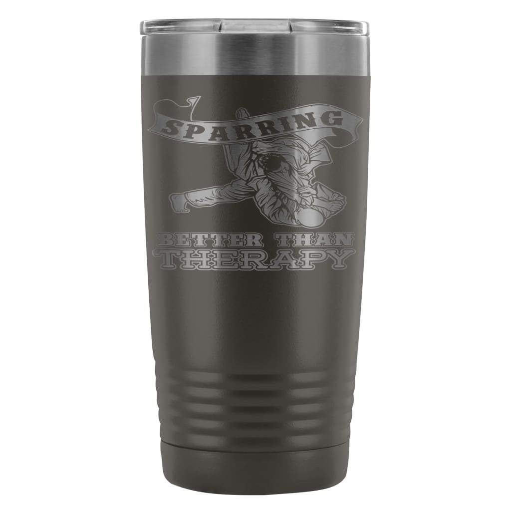 ODDITEES 20oz Stainless Steel Tumbler - Laser Etched 'Sparring Better Than Therapy' Motivational Cup, Vacuum Insulated, BPA-Free (Black) - Perfect for Gym, Office & Outdoor Activities