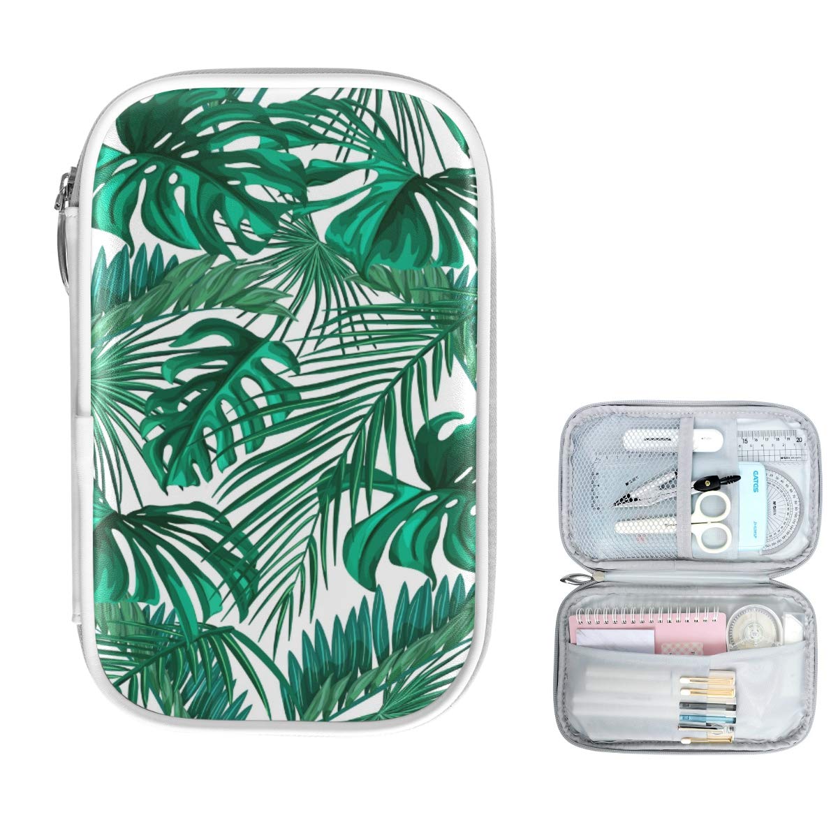 Tropical Palm Leaf Pencil Case - Zipper Stationery Organizer for School & Office