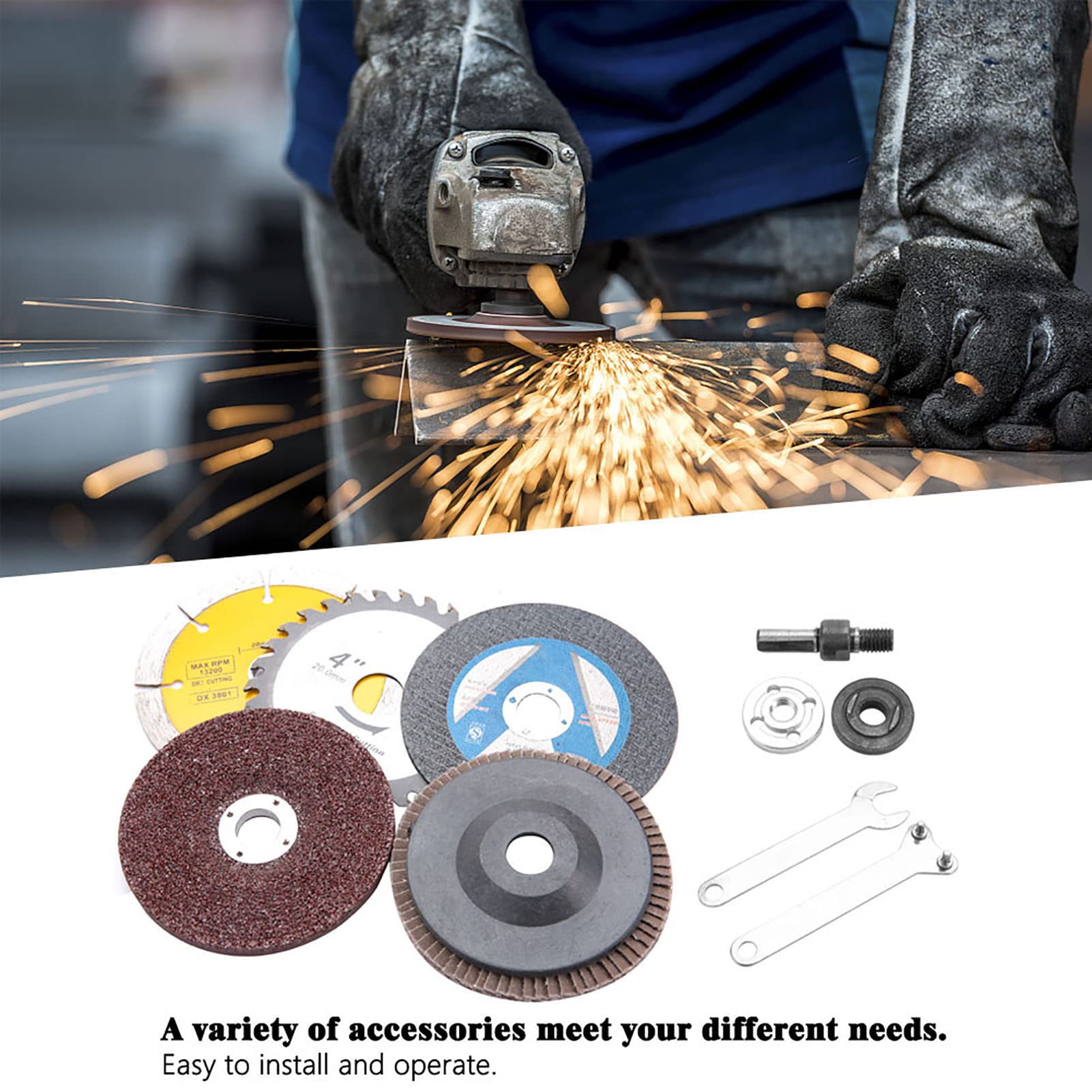 10Pcs Electric Drill to Angle Grinder Adapter Converter for Cutting Disc & Polishing Wheel - Power Tool Accessories for DIY, Metalworking & Woodworking Projects