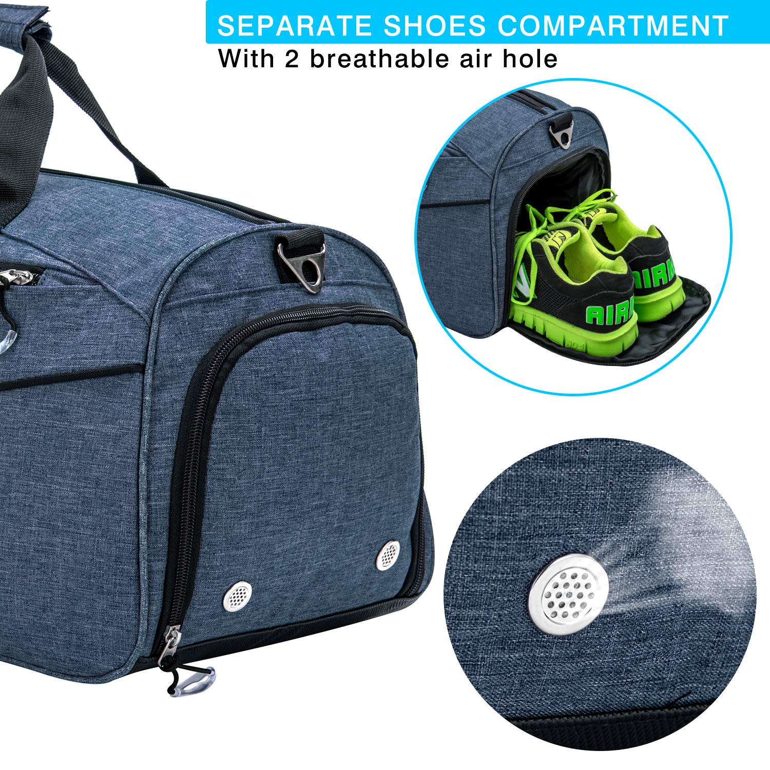 Kuston Sports Gym Bag with Shoes Compartment & Wet Pocket - Durable Gym Duffel Bag for Men & Women - Perfect for Workout, Travel & Overnight Trips