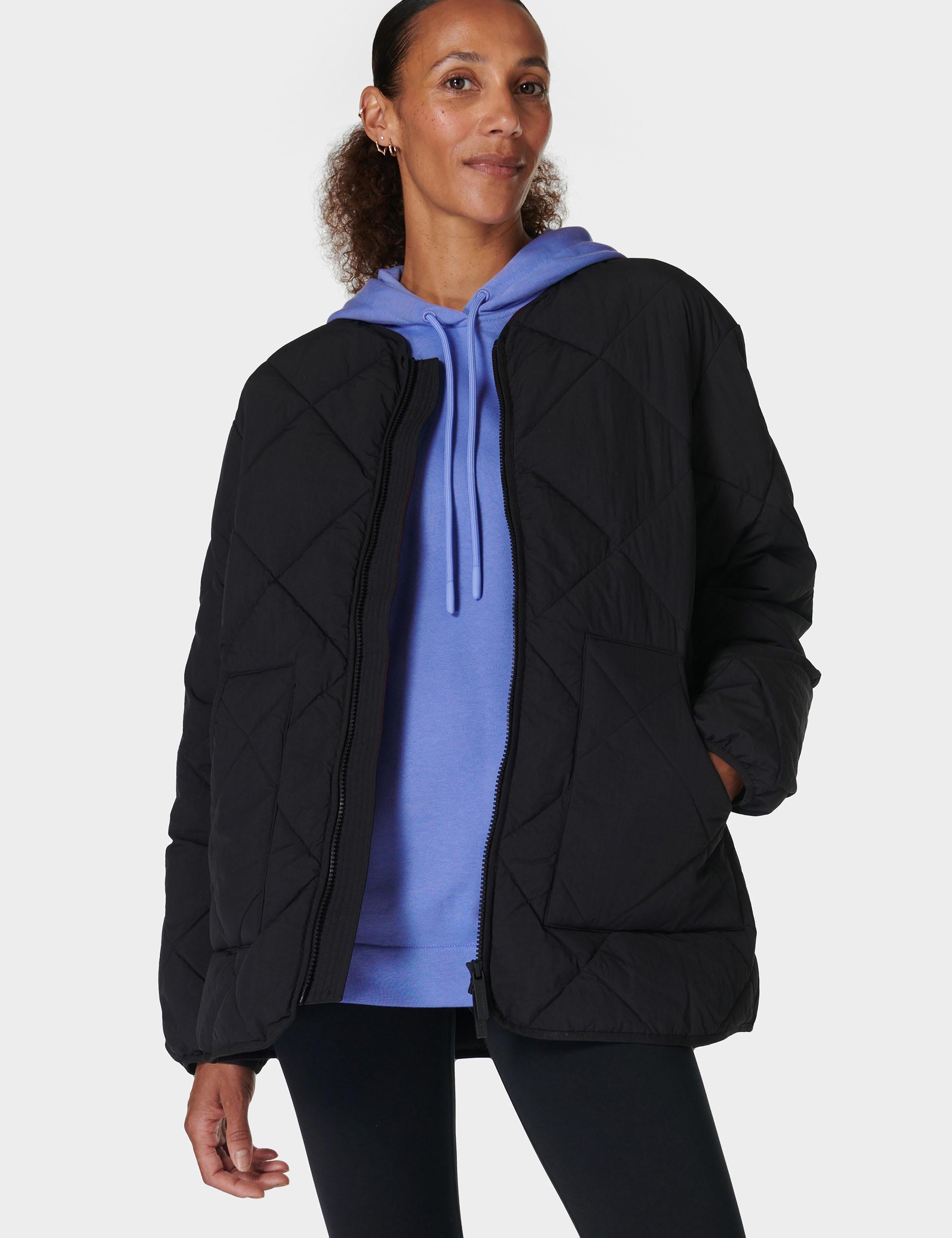 On The Move Quilted Jacket for Women - Stylish Black Lightweight Outerwear for Travel, Hiking & Everyday Wear