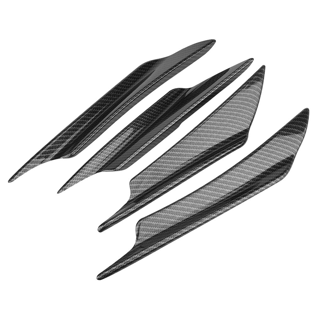 Universal ABS Front Bumper Spoiler Lip Splitter - 4Pcs Carbon Fiber Style Car Body Kit for Enhanced Aerodynamics & Sporty Look - Perfect for Sedans, Coupes & Tuner Cars