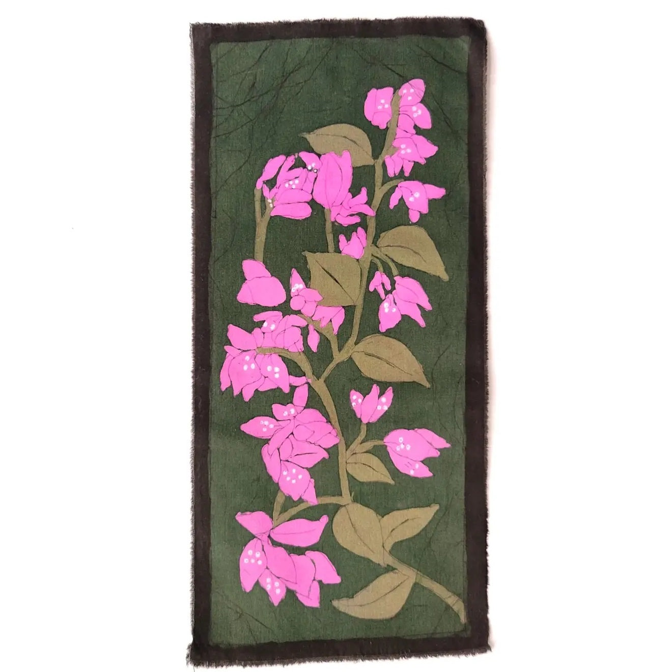Batik Mini Tapestry Bougainvillea - Handmade Indonesian Wall Hanging Decor for Boho Home, Bedroom, or Outdoor Garden