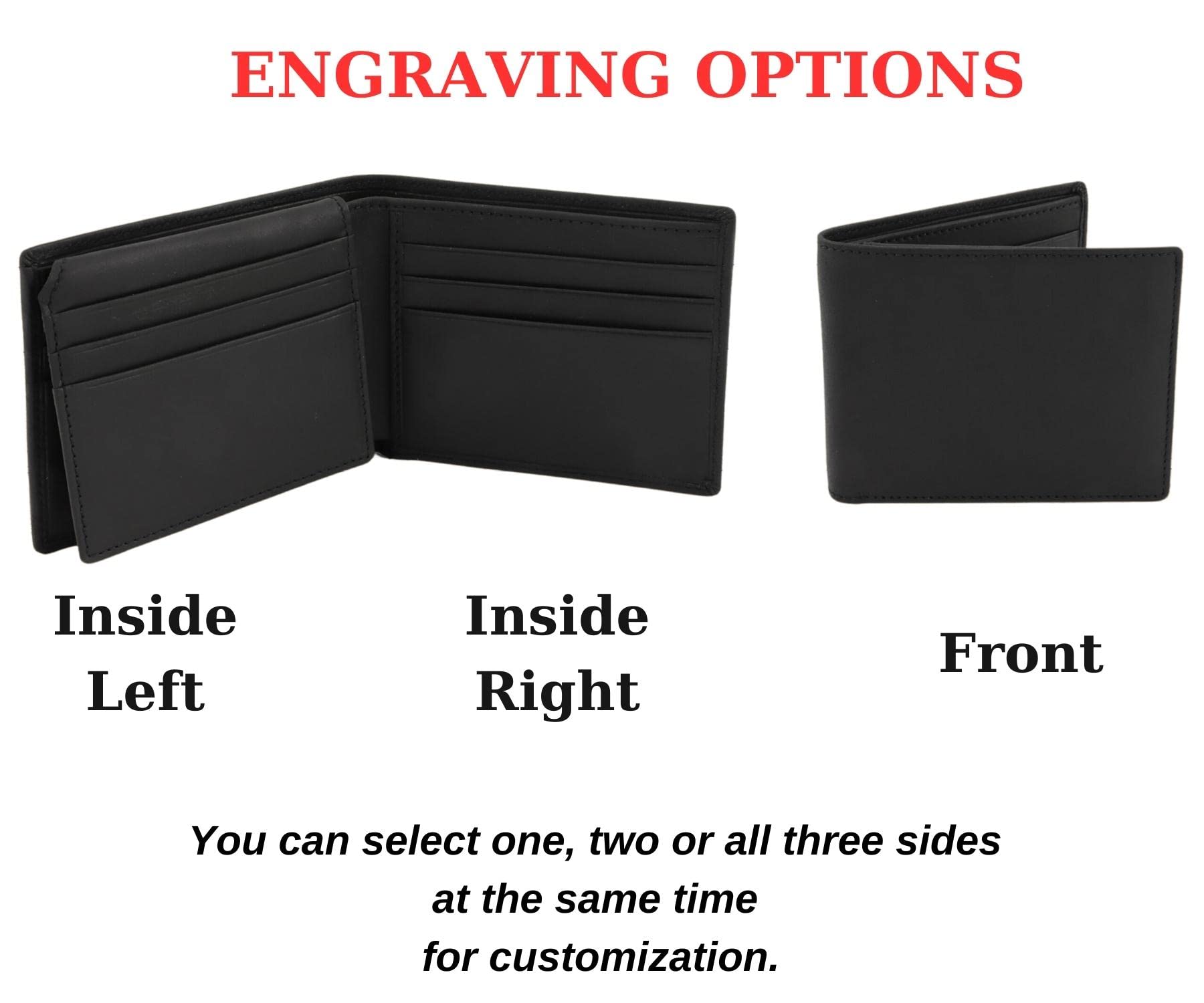 Premium RFID Blocking Genuine Leather Wallet for Men - Personalized Bifold Wallet with ID Window, Engraved Real Leather Gift Box (Black) | Ideal for Everyday Use, Travel & Business Gifts