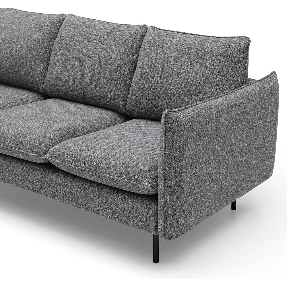 DALTON 3-Seater Sofa in Dark Grey & Black - Modern Living Room Furniture for Small Spaces & Apartments