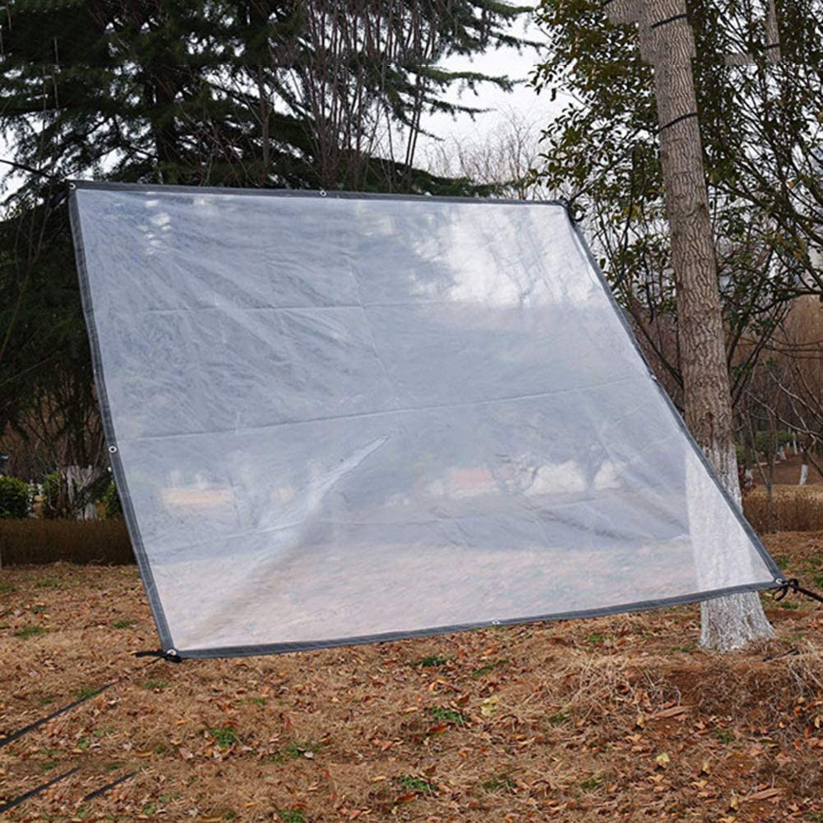 16x20ft Clear Waterproof Tarp Cover - Heavy Duty PVC Transparent Plastic Tarpaulin Sheet for Rainproof Protection | Ideal for Greenhouses, Patios, Garden Sheds & Outdoor Enclosures