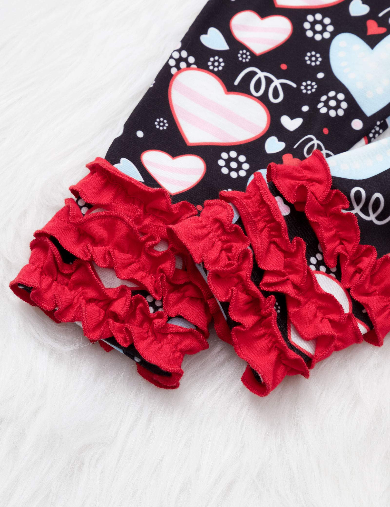 Valentine's Day Baby Girl Outfits 3Pcs Set - Ruffled Long Sleeve Top & Heart Print Pants for Toddlers | Cute Holiday Photo Shoot & Party Wear