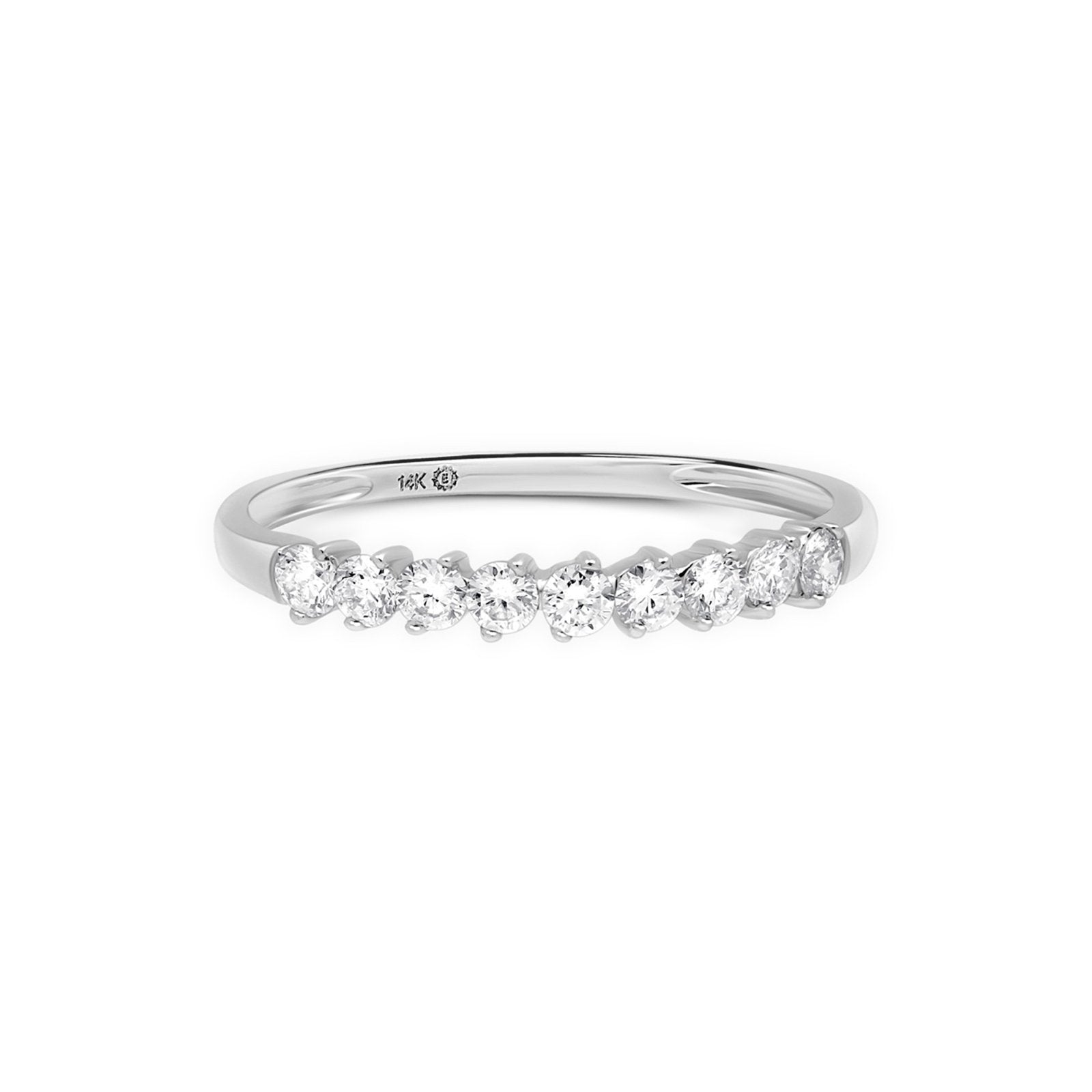 14k White Gold Floating Diamond Eternity Band - Dainty Stackable Wedding Ring for Women - Perfect for Anniversaries, Engagements & Everyday Elegance