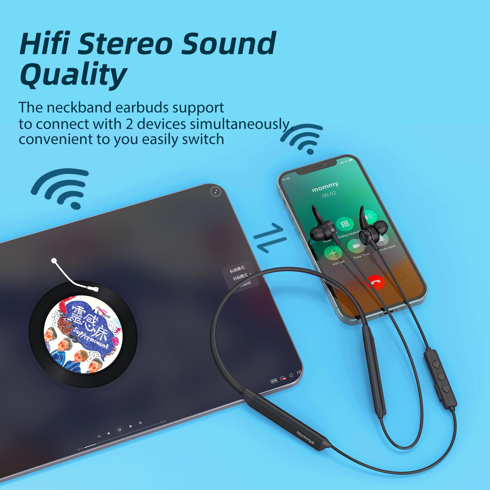 G5 Neckband Bluetooth Headphones with Microphone - Wireless HiFi Deep Bass Earbuds, Magnetic Metal Headset, IPX5 Sweatproof, 36Hrs Playtime - Perfect for Sports, Running, Gym Workouts & Hands-Free Phone Calls