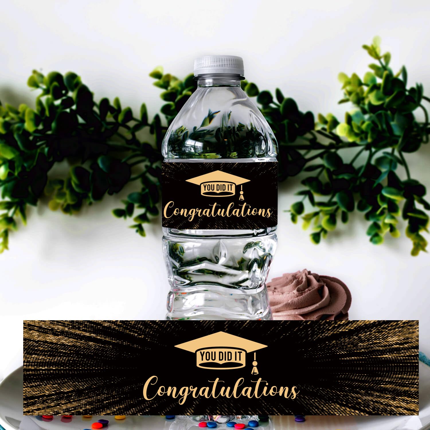 24 Graduation Water Bottle Labels - Congrats Grad Stickers for College Graduation Party Supplies - Perfect for Graduation Celebrations, School Events & DIY Party Decorations