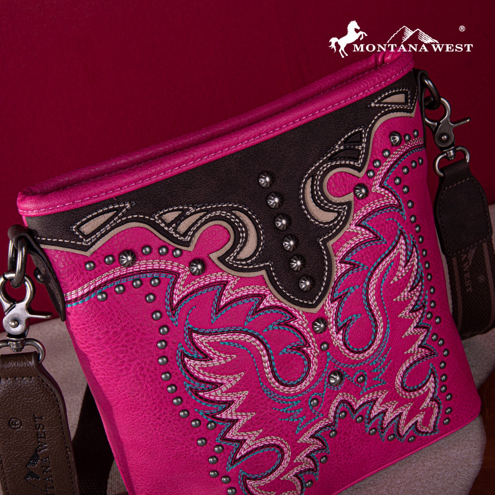 Montana West Embroidered Concealed Carry Crossbody Bag for Women - Stylish & Secure Handbag with Hidden Gun Pocket - Perfect for Everyday Use, Travel & Outdoor Activities