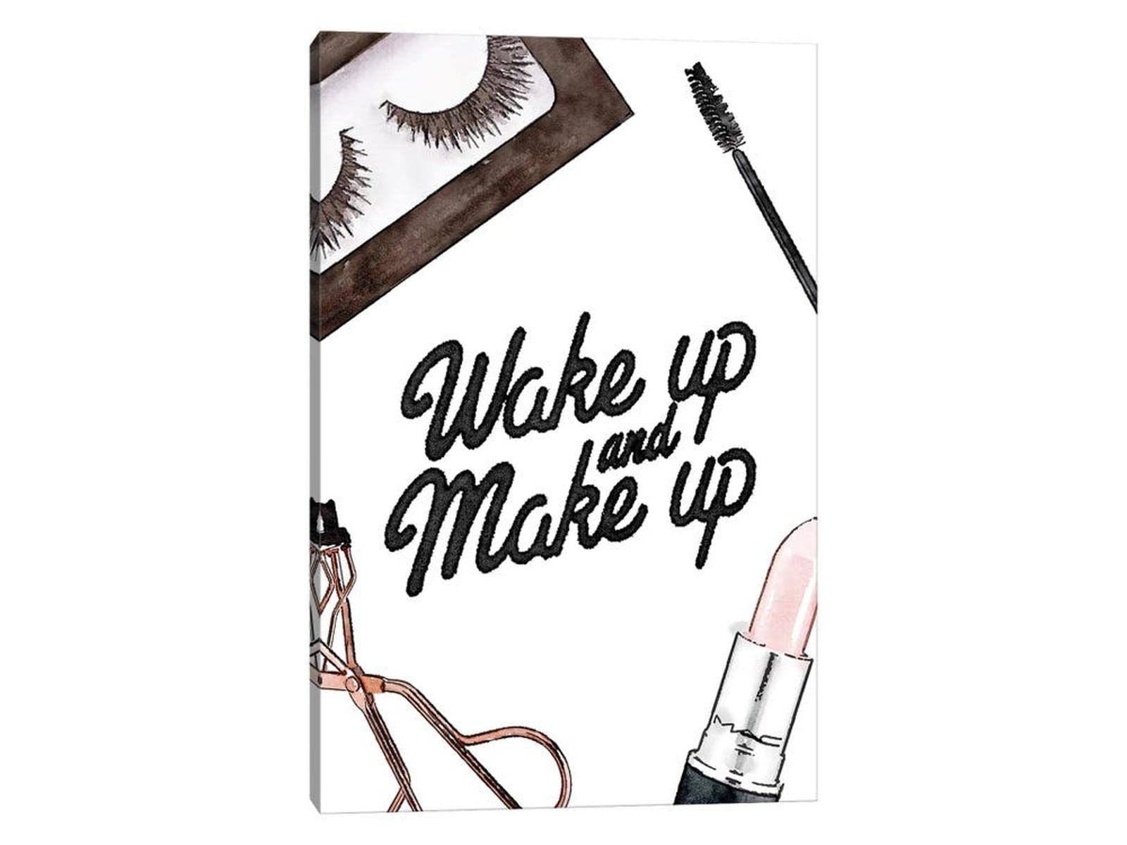 GUTTATY Bathroom Wall Art - Inspirational Wake Up & Make Up Canvas Prints for Women & Girls, Framed Dressing Room Decor, Ready to Hang (28x40 Inches) - Perfect for Bathrooms, Bedrooms & Vanity Areas