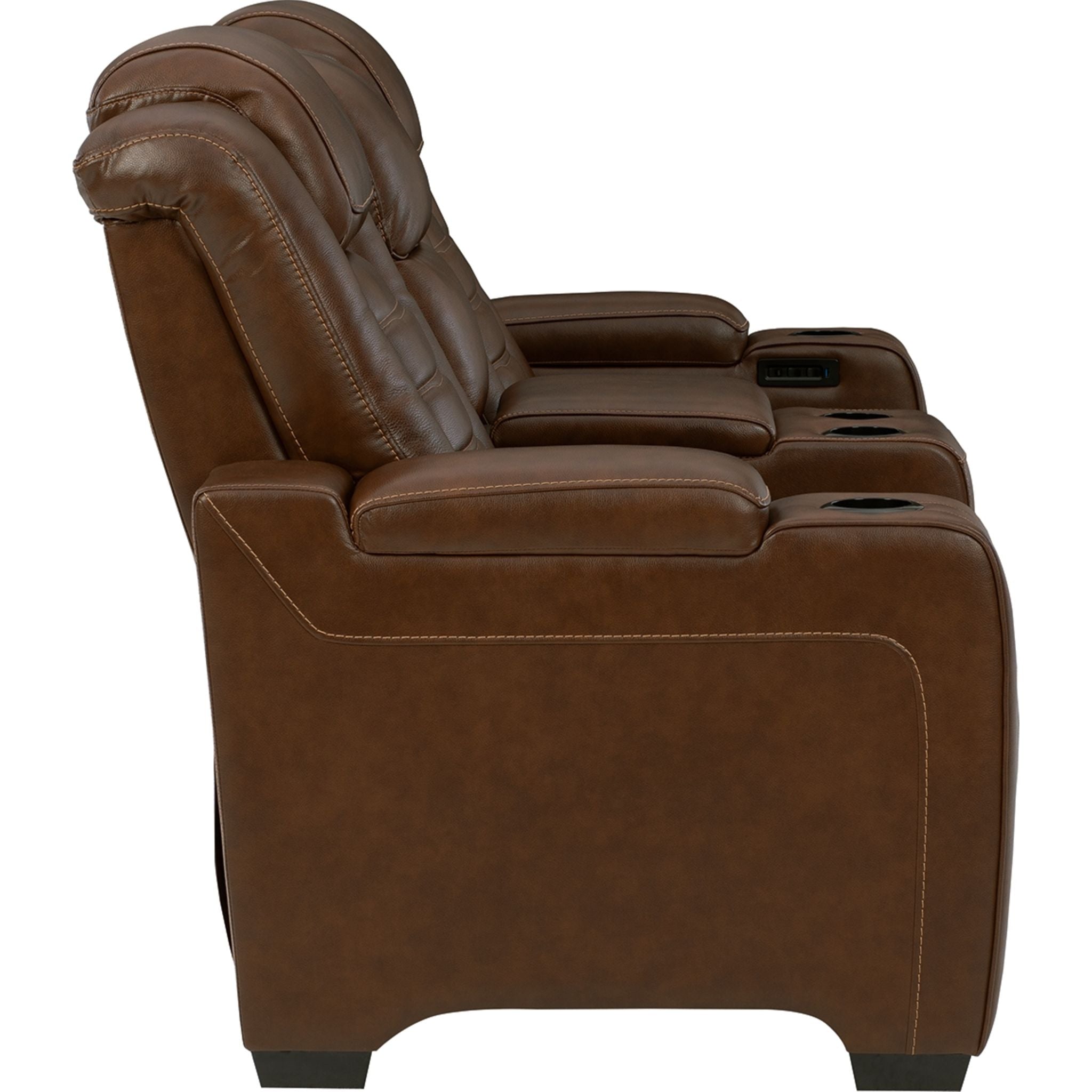 Power Reclining Loveseat with Console - Chocolate Brown Leather - Perfect for Living Room, Home Theater & Small Spaces