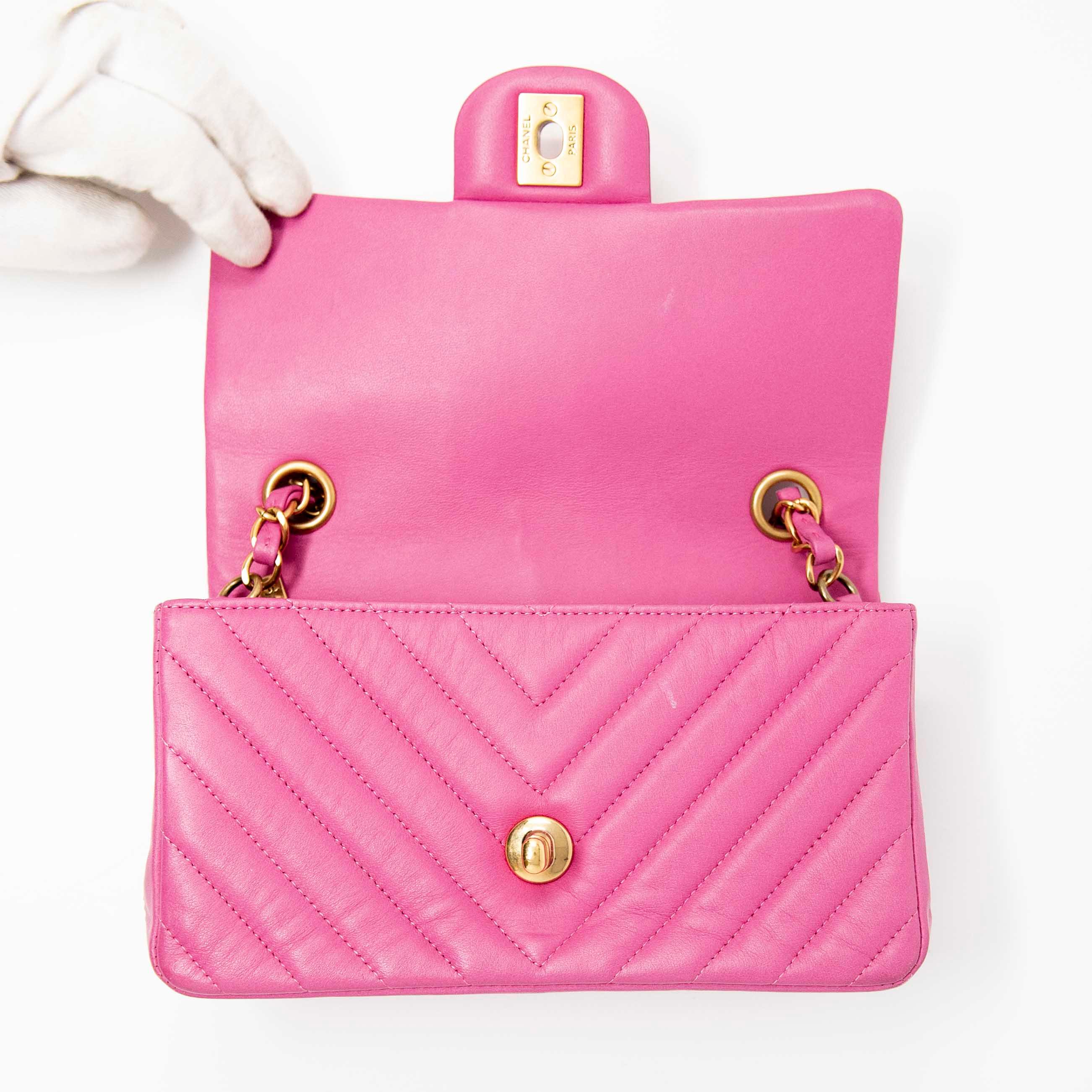 Chanel Pink Chevron Mini Flap Bag - Luxury Quilted Leather Crossbody Purse for Women | Perfect for Parties, Dates & Special Occasions